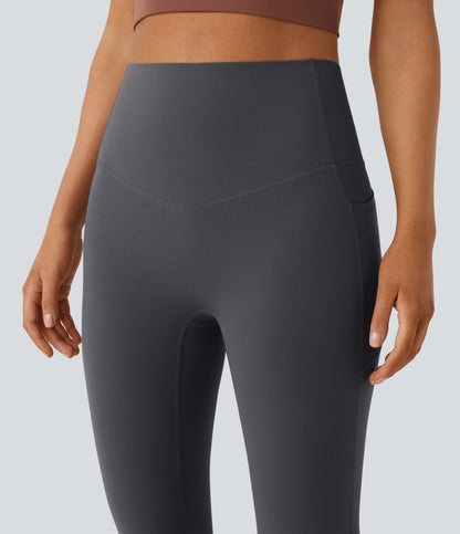 Mixio Ultra Sculpt High-Waisted Tummy Control Side Pocket Shaping Yoga Slight Flare Leggings(New And Limited)