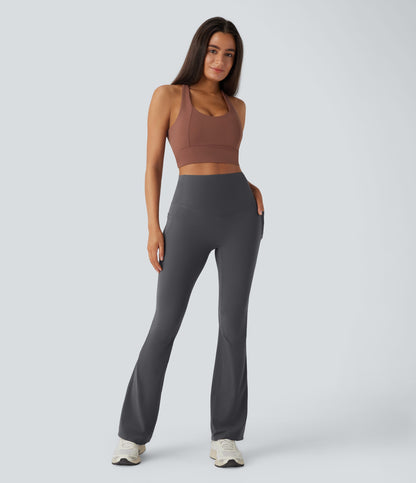 Mixio Ultra Sculpt High-Waisted Tummy Control Side Pocket Shaping Yoga Slight Flare Leggings(New And Limited)