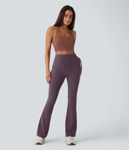 Mixio Ultra Sculpt High-Waisted Tummy Control Side Pocket Shaping Yoga Slight Flare Leggings(New And Limited)