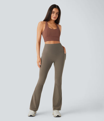 Mixio Ultra Sculpt High-Waisted Tummy Control Side Pocket Shaping Yoga Slight Flare Leggings(New And Limited)