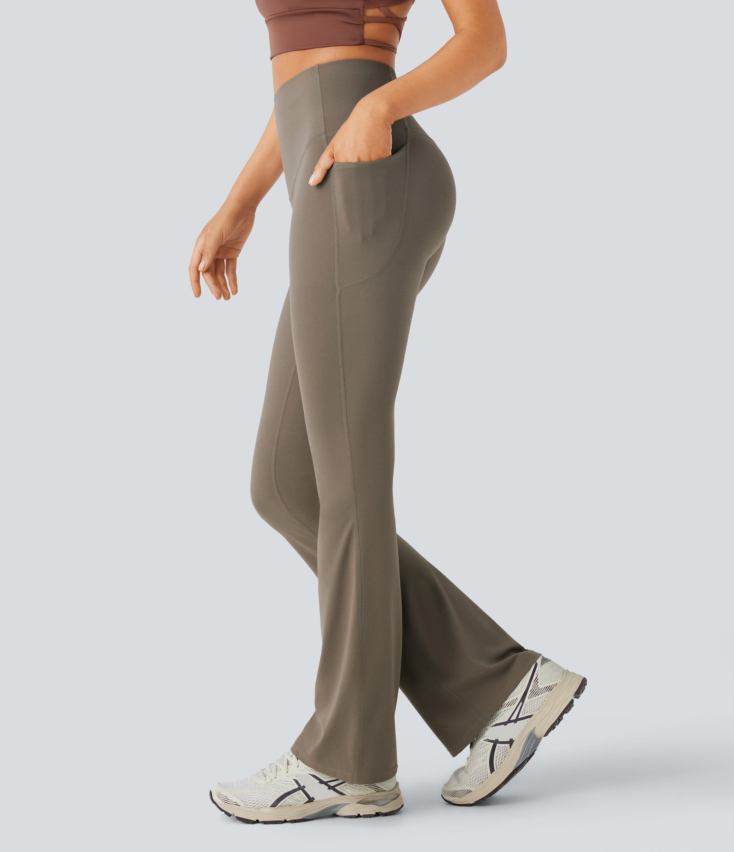Mixio Ultra Sculpt High-Waisted Tummy Control Side Pocket Shaping Yoga Slight Flare Leggings(New And Limited)