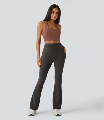 Mixio Ultra Sculpt High-Waisted Tummy Control Side Pocket Shaping Yoga Slight Flare Leggings(New And Limited)