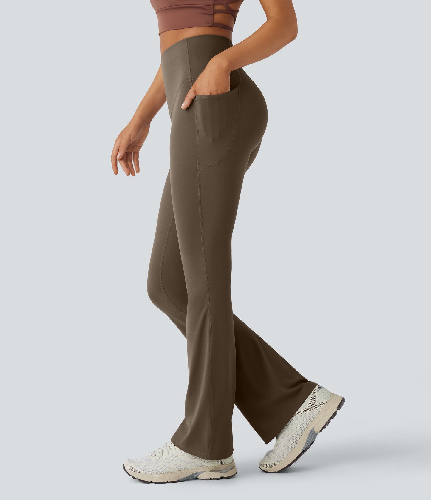 Mixio Ultra Sculpt High-Waisted Tummy Control Side Pocket Shaping Yoga Slight Flare Leggings(New And Limited)