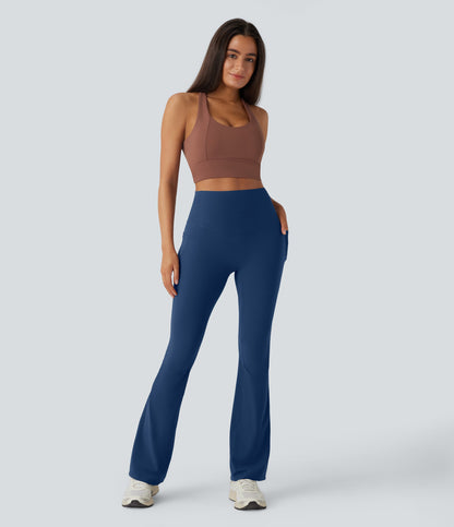 Mixio Ultra Sculpt High-Waisted Tummy Control Side Pocket Shaping Yoga Slight Flare Leggings(New And Limited)