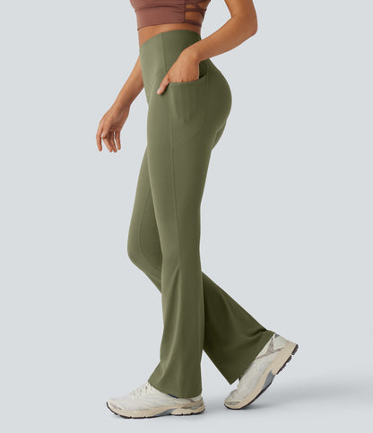 Mixio Ultra Sculpt High-Waisted Tummy Control Side Pocket Shaping Yoga Slight Flare Leggings(New And Limited)