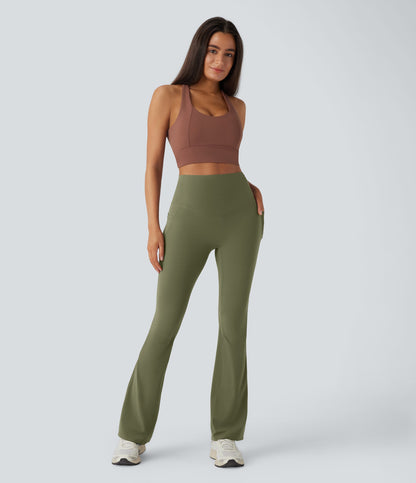 Mixio Ultra Sculpt High-Waisted Tummy Control Side Pocket Shaping Yoga Slight Flare Leggings(New And Limited)