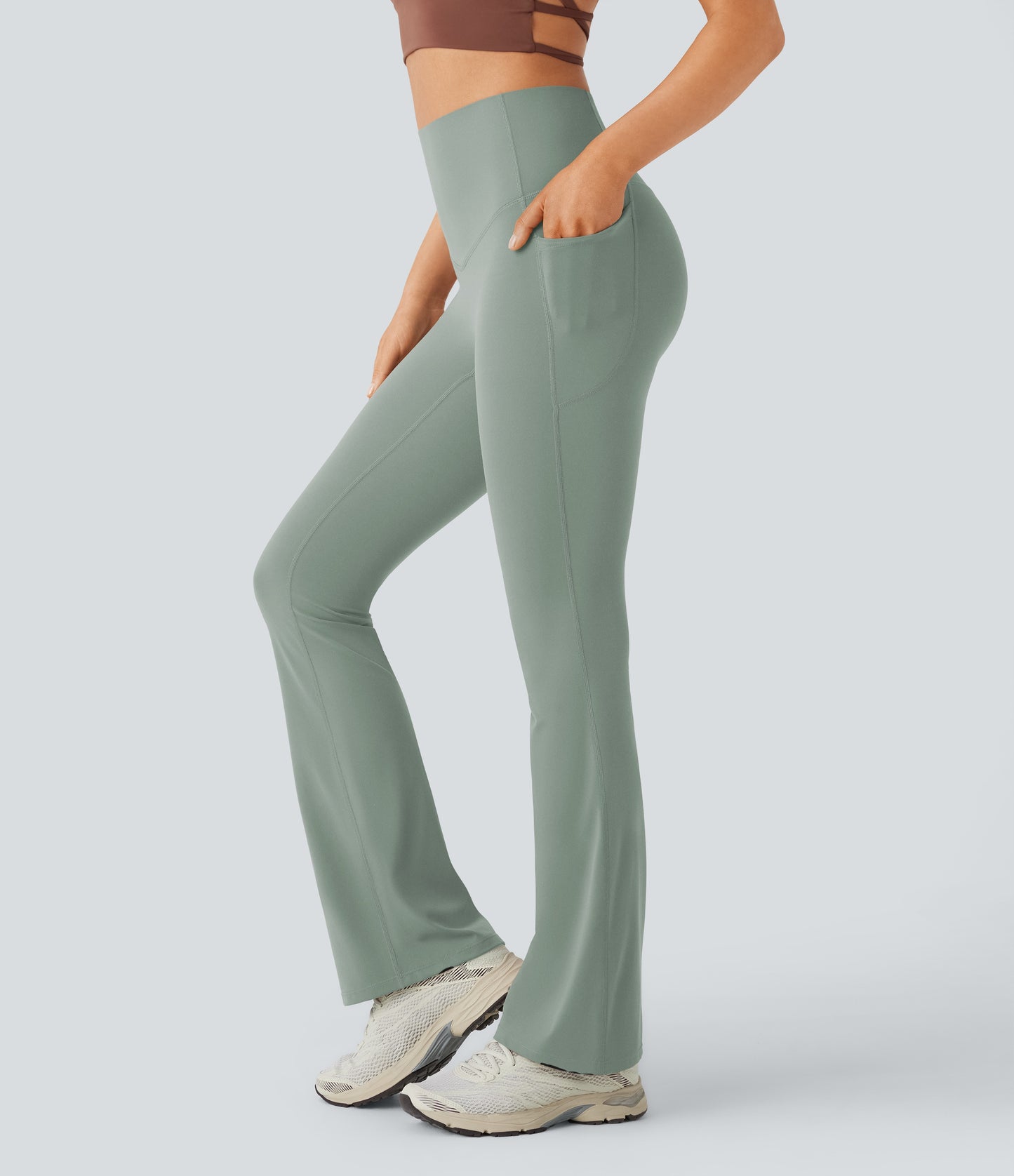 Mixio Ultra Sculpt High-Waisted Tummy Control Side Pocket Shaping Yoga Slight Flare Leggings(New And Limited)
