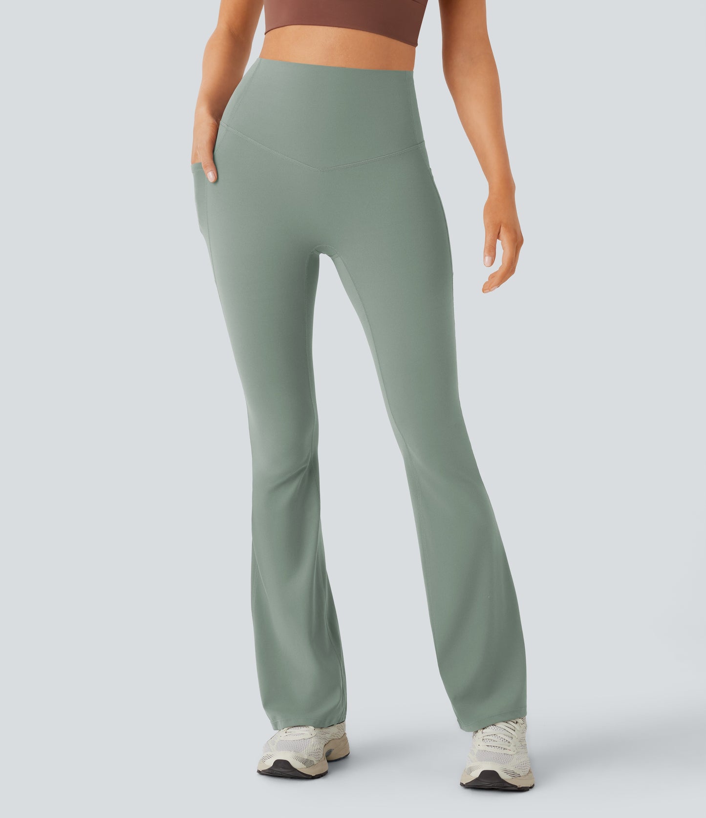 Mixio Ultra Sculpt High-Waisted Tummy Control Side Pocket Shaping Yoga Slight Flare Leggings(New And Limited)