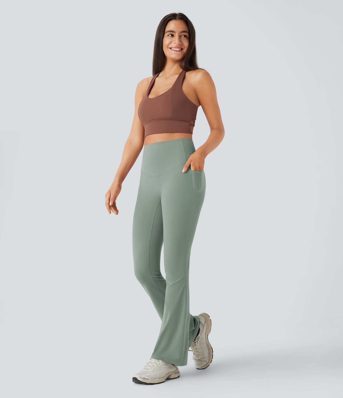 Mixio Ultra Sculpt High-Waisted Tummy Control Side Pocket Shaping Yoga Slight Flare Leggings(New And Limited)