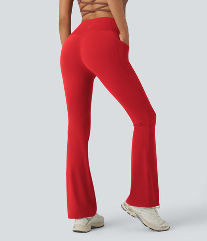 Mixio Ultra Sculpt High-Waisted Tummy Control Side Pocket Shaping Yoga Slight Flare Leggings(New And Limited)