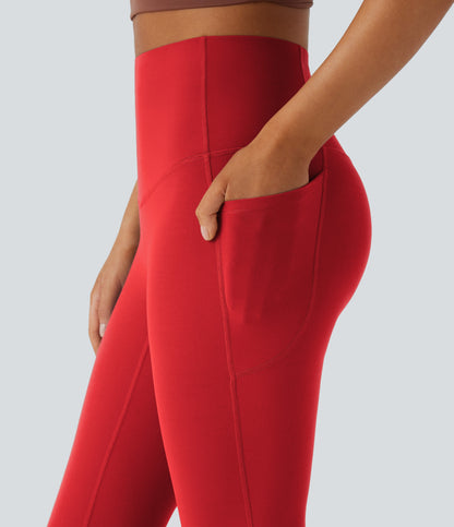 Mixio Ultra Sculpt High-Waisted Tummy Control Side Pocket Shaping Yoga Slight Flare Leggings(New And Limited)