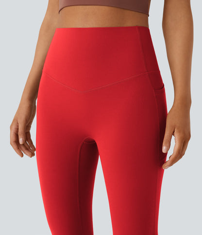 Mixio Ultra Sculpt High-Waisted Tummy Control Side Pocket Shaping Yoga Slight Flare Leggings(New And Limited)