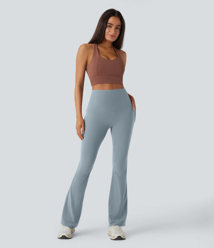 Mixio Ultra Sculpt High-Waisted Tummy Control Side Pocket Shaping Yoga Slight Flare Leggings(New And Limited)