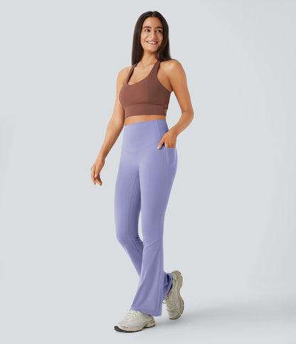 Mixio Ultra Sculpt High-Waisted Tummy Control Side Pocket Shaping Yoga Slight Flare Leggings(New And Limited)