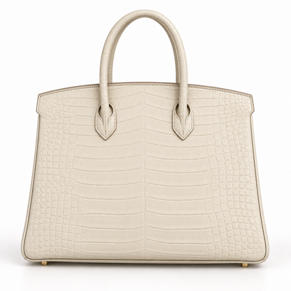 Rear view of the MIXIO ÉCRU ivory top-handle bag.